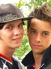 Cute Teen Boy Couple outdoor action