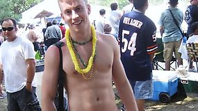 Hunk dudes were partying topless outdoor with hot chicks