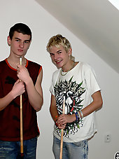 Duo Teen Boys Arpad & Zoltan Play Snooker Nude