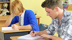 Misbehaving twinks turn their detention in sex fun