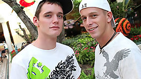 Caleb never been with a guy but realizes there's no better way to make friends than to be a generous bottom for some twink fucking