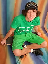 cute skater teen boy with long hairs
